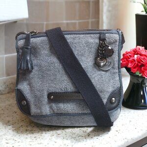 Juicy Couture Y2K Gray Velour Black Trim Crossbody Bag